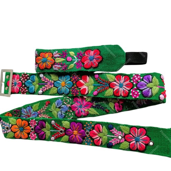 Multicolored Flower Wool Fabric Headband Belt Set Ayacucho main image 4